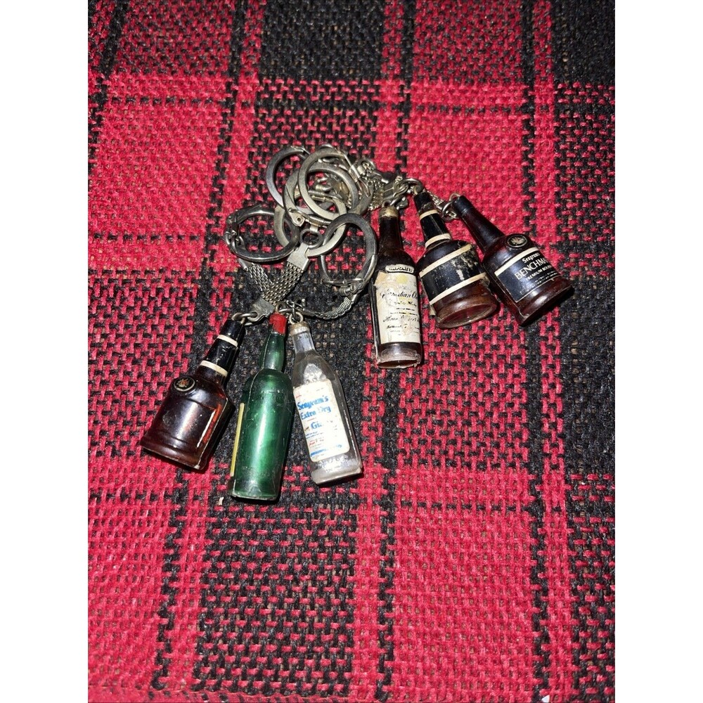 Vintage  Keychain Lot Set Bottles Drinks Booze  Alcohol Spirits